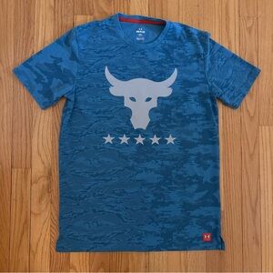 Under Armour Project Rock Freedom T-Shirt Blue Camo Size Small